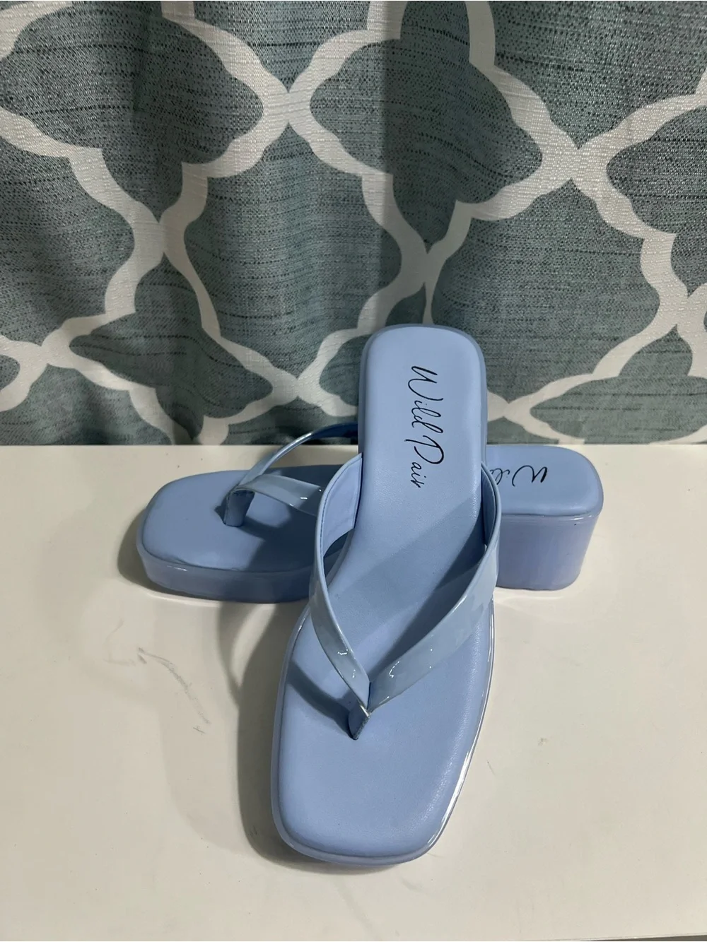 Wild Pair Light Blue Platform Thong Sandals